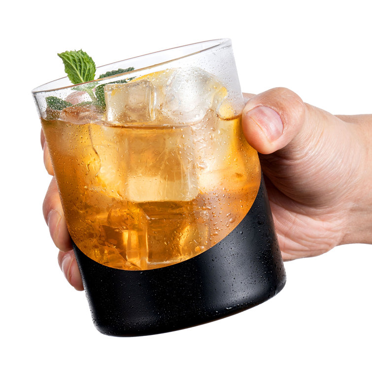 Ivy Bronx 4 Piece Black Gold Whiskey Cocktail Glasses Wayfair